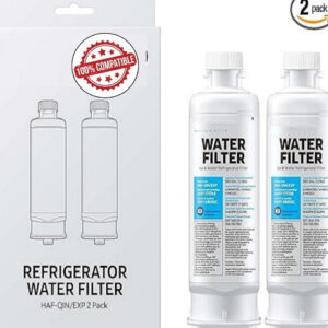 Replacement For Samsung HAF-QIN-2P/EXP Refrigerator Water Filter, Reduces 99% of Harmful Contaminants for Clean, Clear Drinking Water, 6-Month Life, Easy Install, Pack of 2