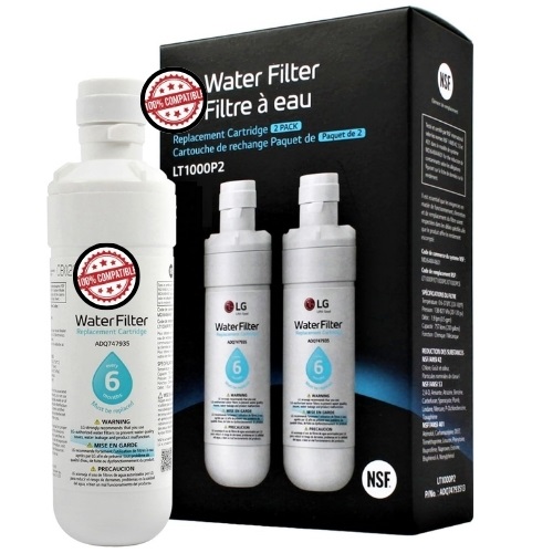 Replacement For LG LT1000P2 Refrigerator Water Filter, 6-Month Life, 2 Pack
