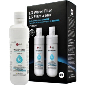 LG LT1000P2 Genuine Water Filter – 6-Month / 200 Gallon Refrigerator Filter, Chlorine Reduction, White - Pack Of 2